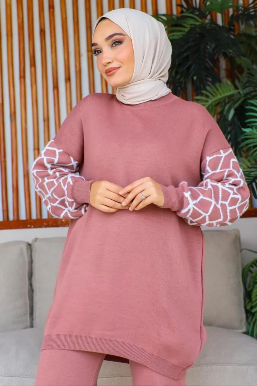 Winter Graffe Printed Long Sleeves 2-Piece Co-Ord Set