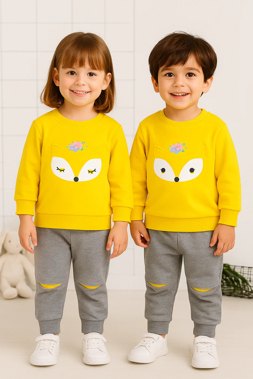 Yellow Fox Printed Kids Winter Suit