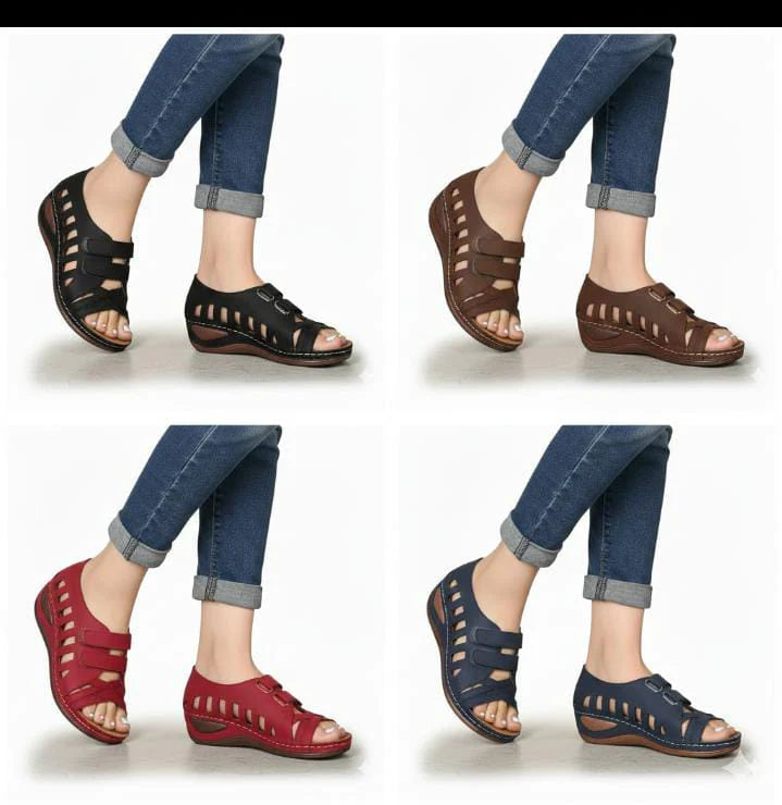 Women's Suede Wedge Sandal with Stud Detail"