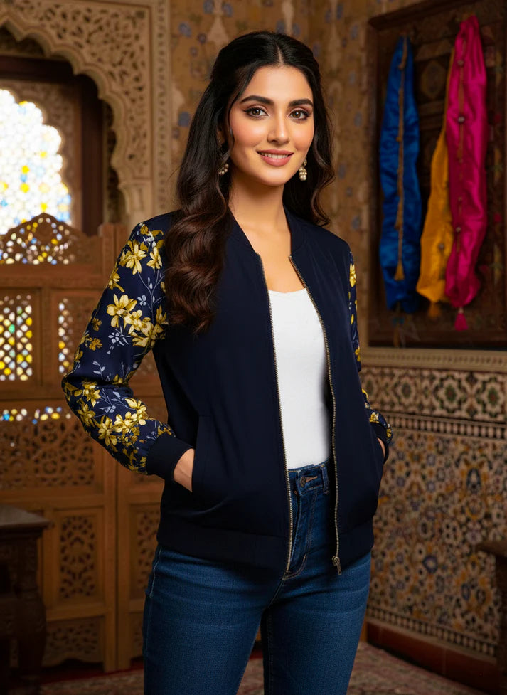 Winter Fleece Floral Printed Jacket For Women