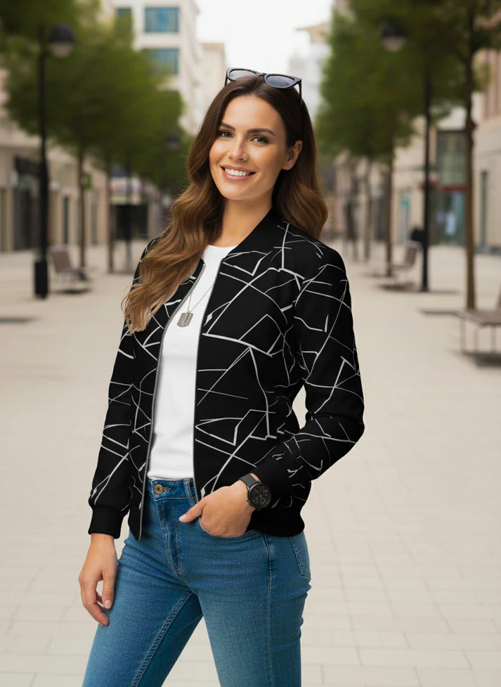 Winter Geo Printed Jacket For Women