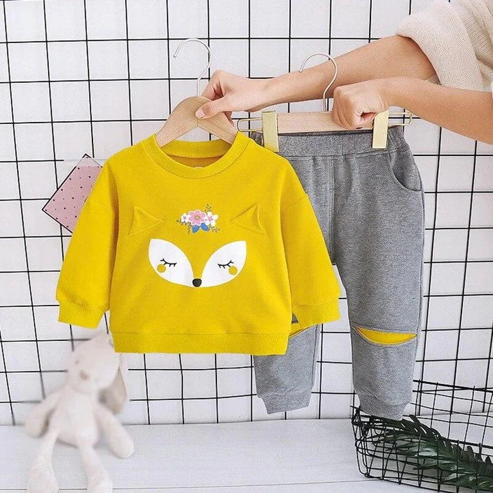 Yellow Fox Printed Kids Winter Suit