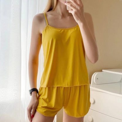 Yellow Cami Shorts Night Suit for Women