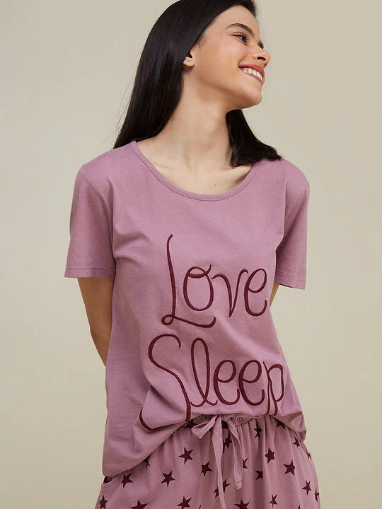 Love Sleep Printed Summer Night Suit