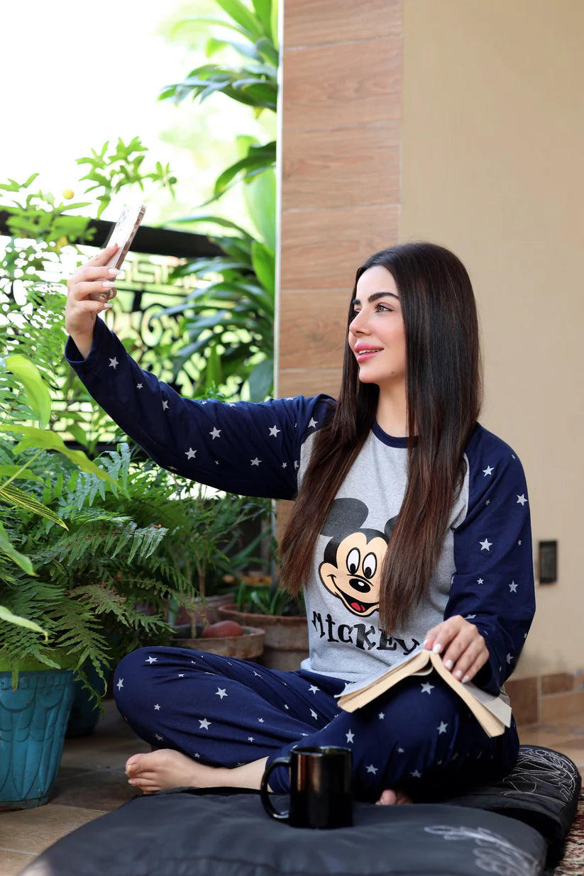 Mickey Stars Printed Pajama Summer Night Suit