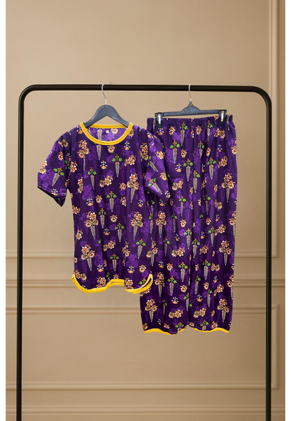 PURPLE HAZE BLOOM PRINTED SHIRT AND TROUSER