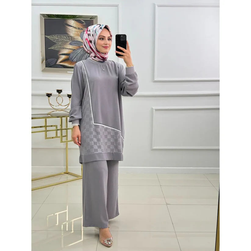 Winter Mosaic Printed Long Sleeves 2 PC Co-Ord Set