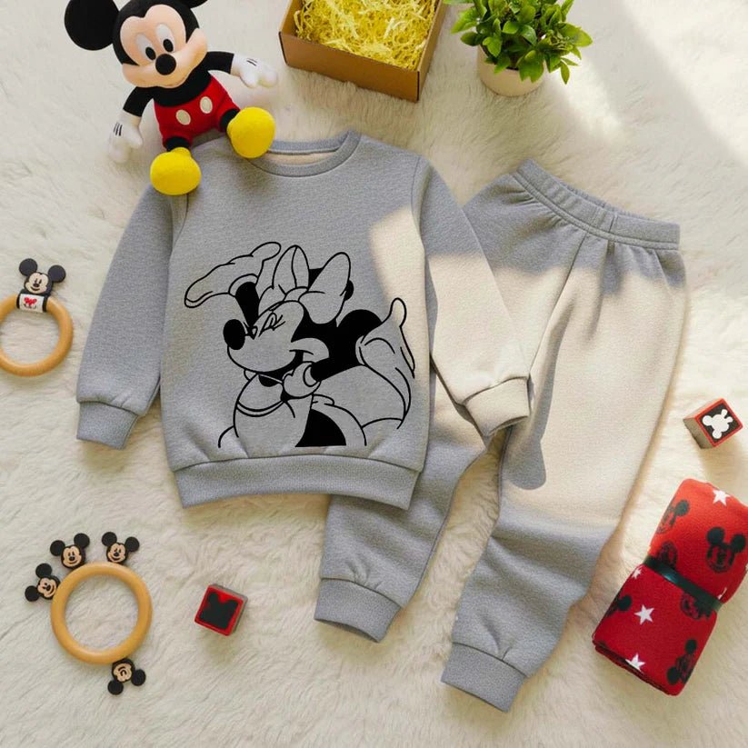Grey Minnie Mouse Printed Kids Winter Suit (Each)