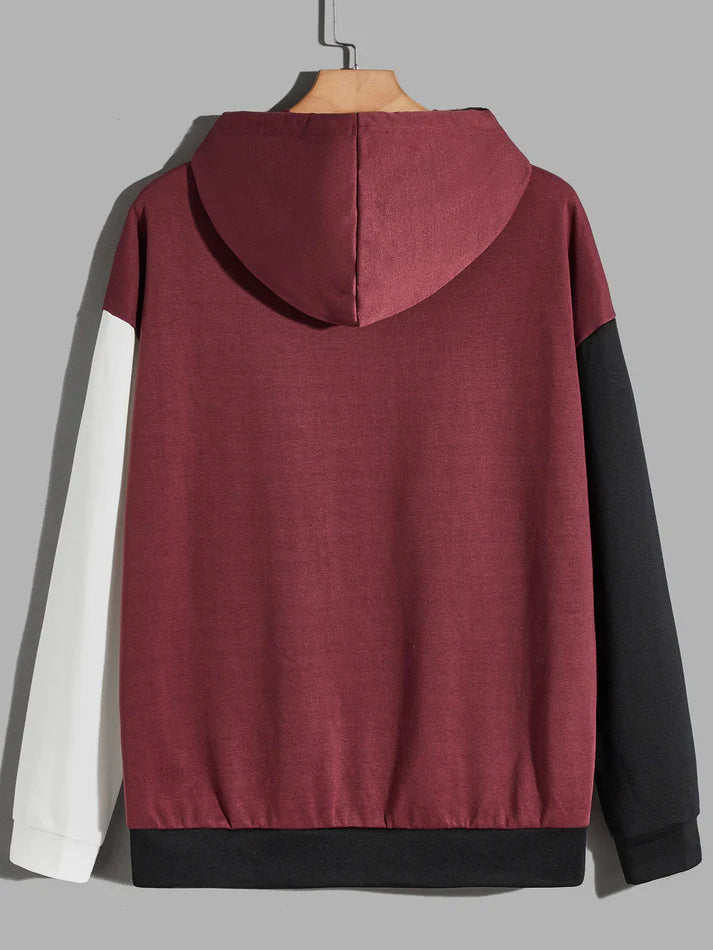 Winter Maroon Black Hoodie For Women