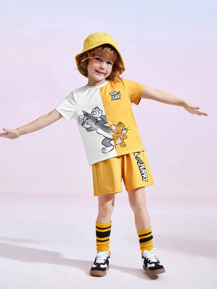 Yellow Tom & Jerry Half Sleeve Kids Suit (Each)