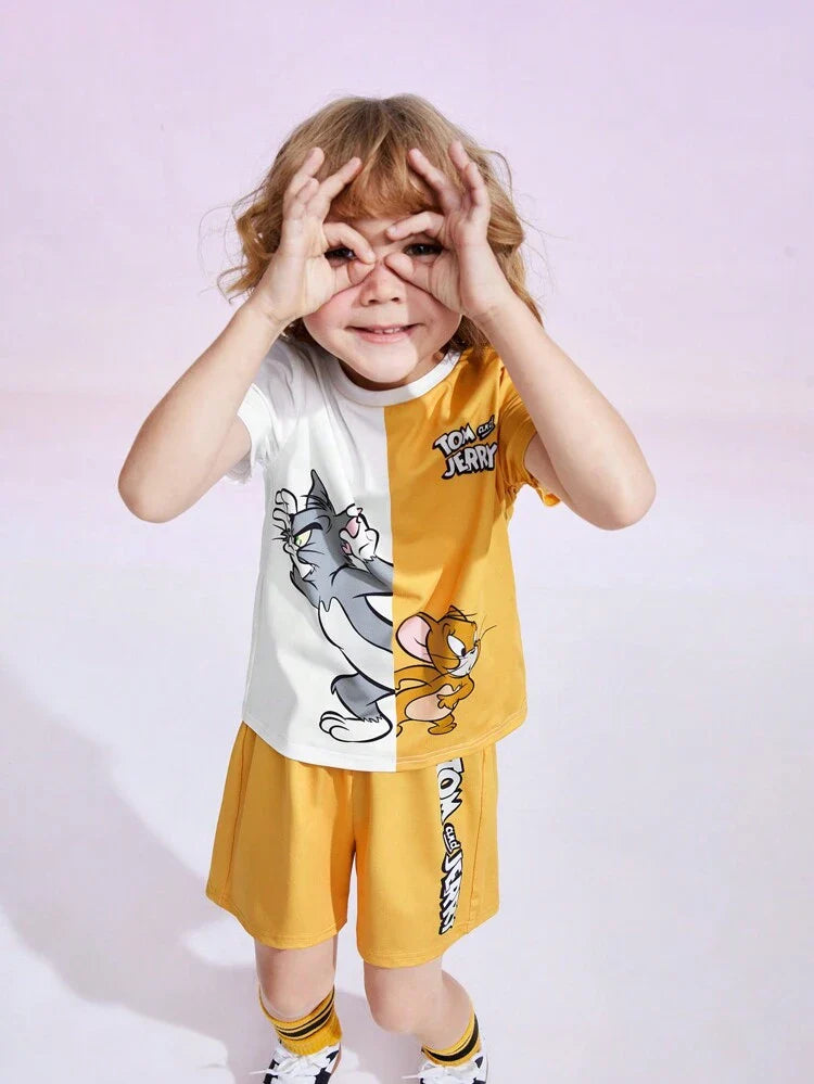 Yellow Tom & Jerry Half Sleeve Kids Suit (Each)