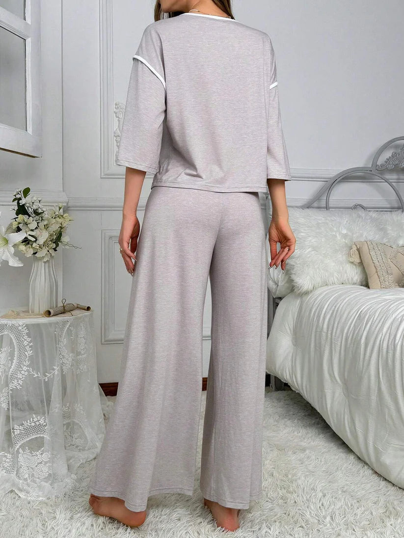 Grey Palazzo Style Summer Night Suit