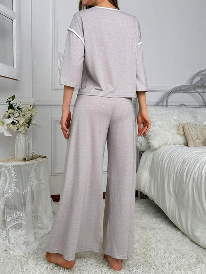 Grey Palazzo Style Summer Night Suit