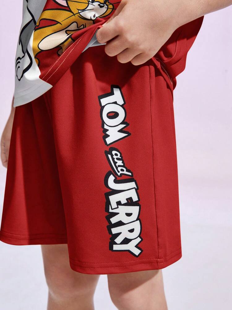 Red Tom & Jerry Half Sleeve Kids Suit (Each)