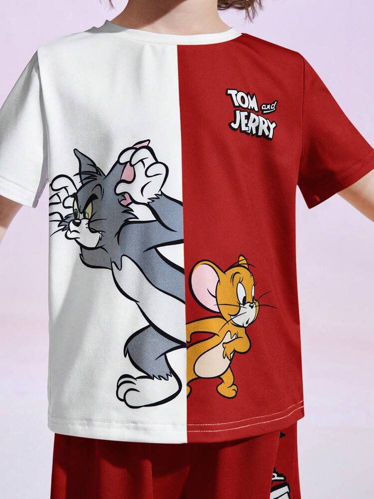 Red Tom & Jerry Half Sleeve Kids Suit (Each)