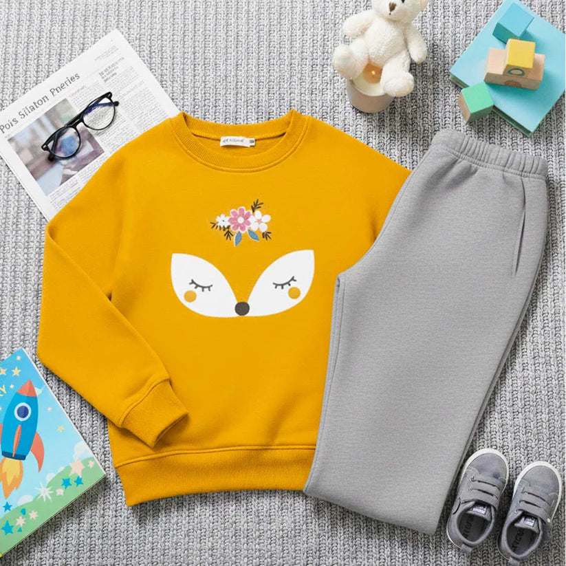 Yellow Fox Printed Kids Winter Suit