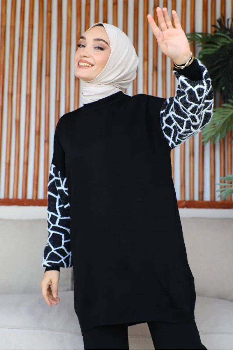 Winter Graffe Printed Long Sleeves 2-Piece Co-Ord Set