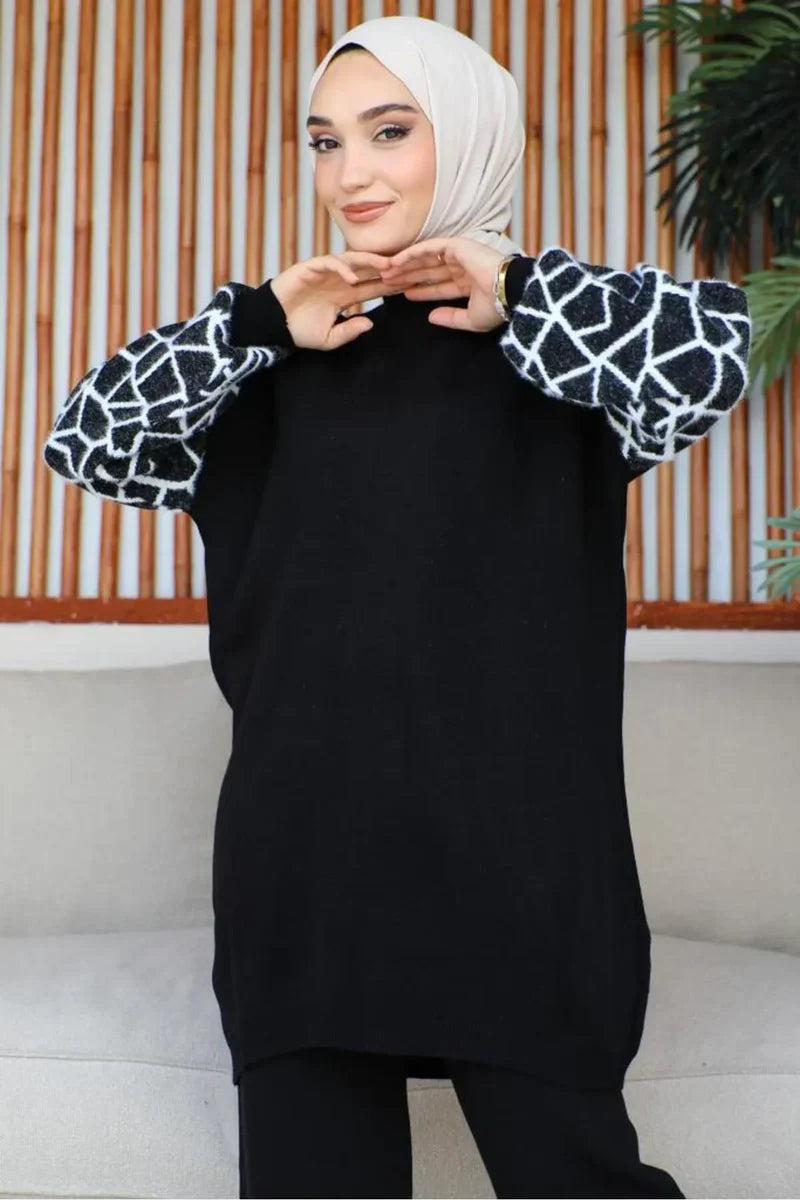 Winter Graffe Printed Long Sleeves 2-Piece Co-Ord Set