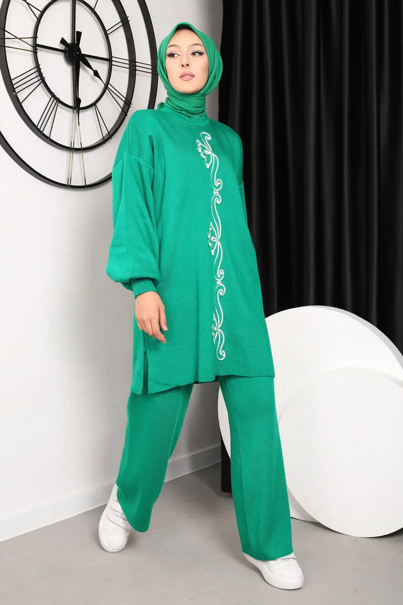 Winter Floral Printed Long Sleeves 2 PCs Co-Ord Set