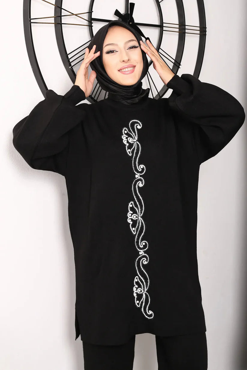 Winter Floral Printed Long Sleeves 2 PCs Co-Ord Set