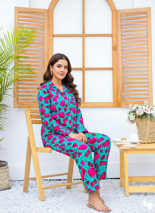 Imported Linen Printed Forest Love PJ Set