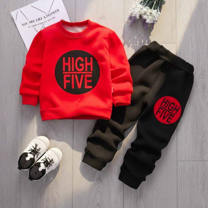 Red High Five Printed Kids Winter Suit (Each)