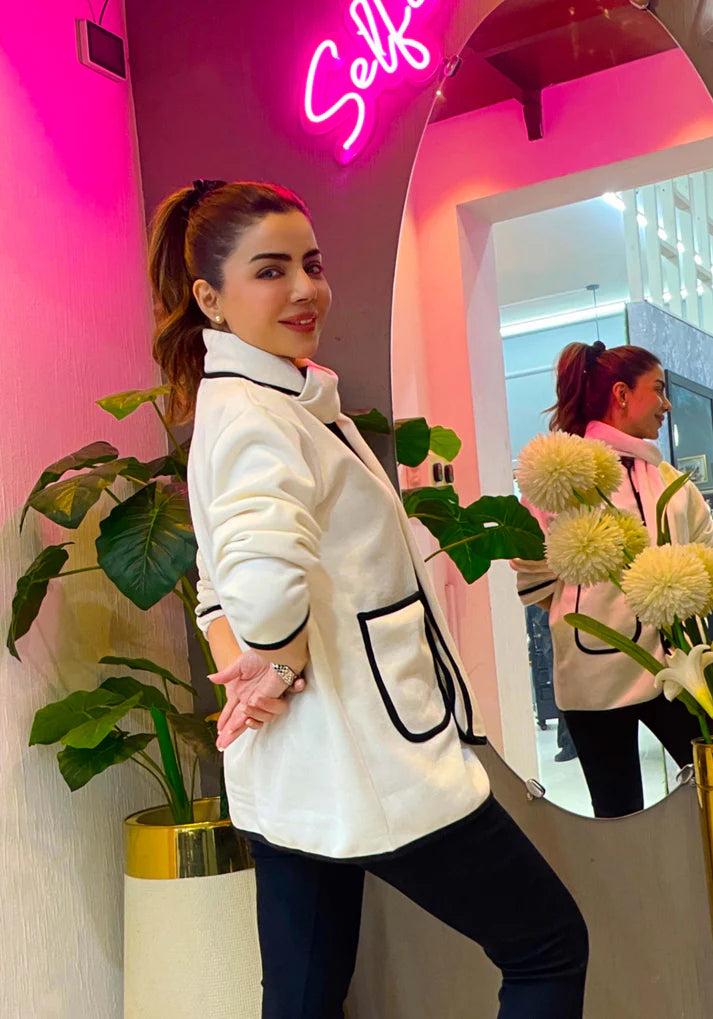 Winter Long Sleeve Winter Trim Coat + Shawl