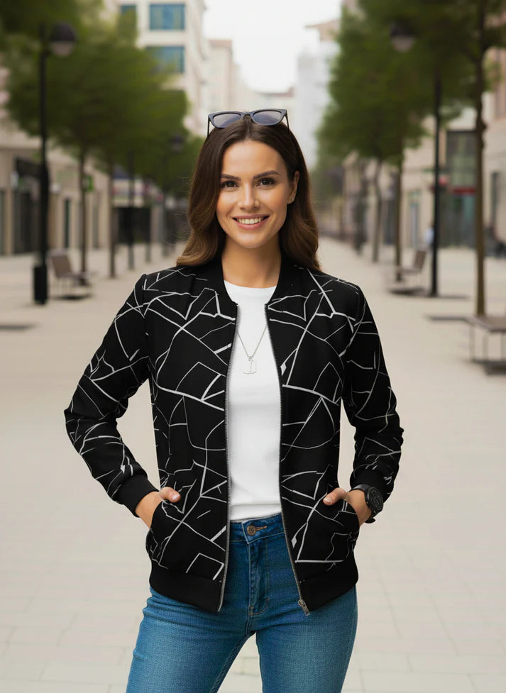 Winter Geo Printed Jacket For Women
