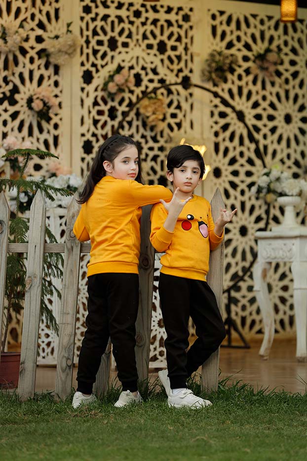 Yellow Pikachu Printed Kids Winter Suit (Each)