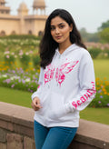 Pink Butterfly Printed Zipper Hoodie & jackets For Women