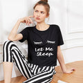Black Let Me sleep Printed Summer Night Suit