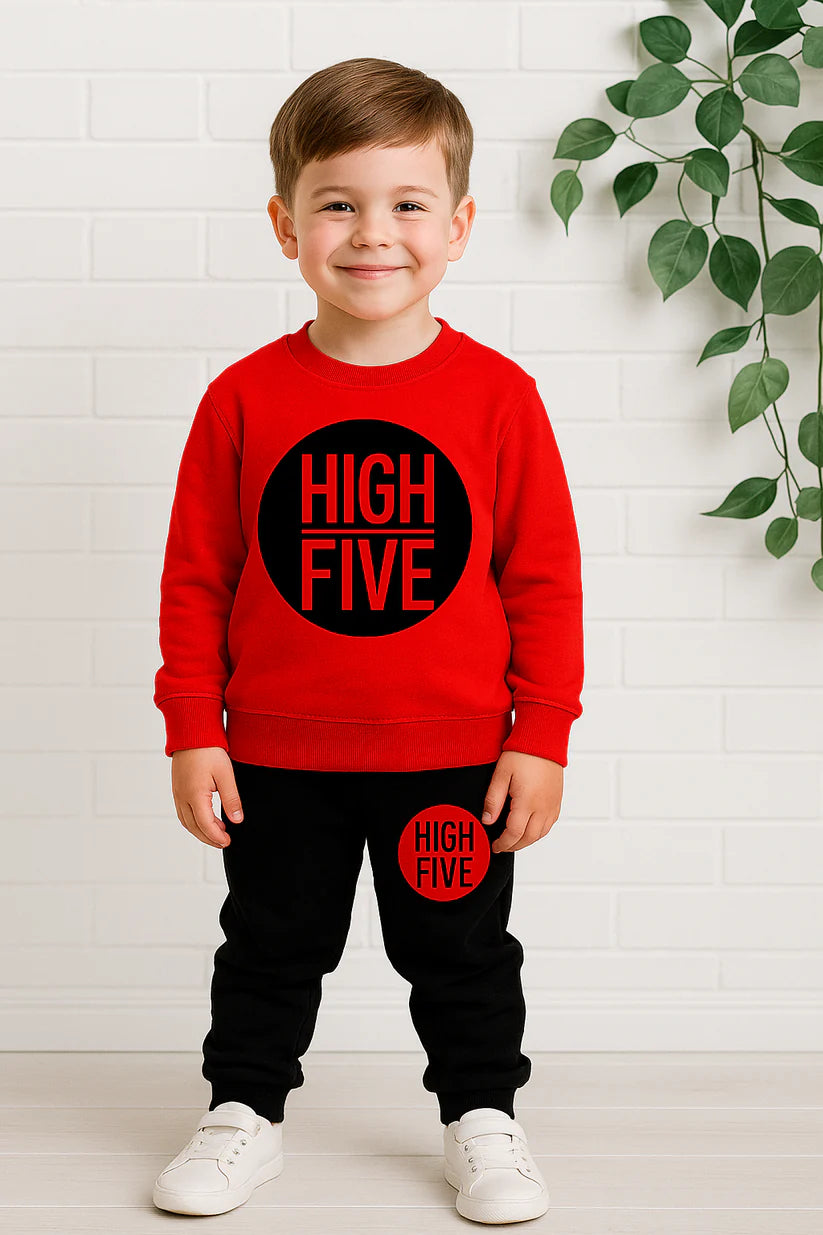 Red High Five Printed Kids Winter Suit (Each)