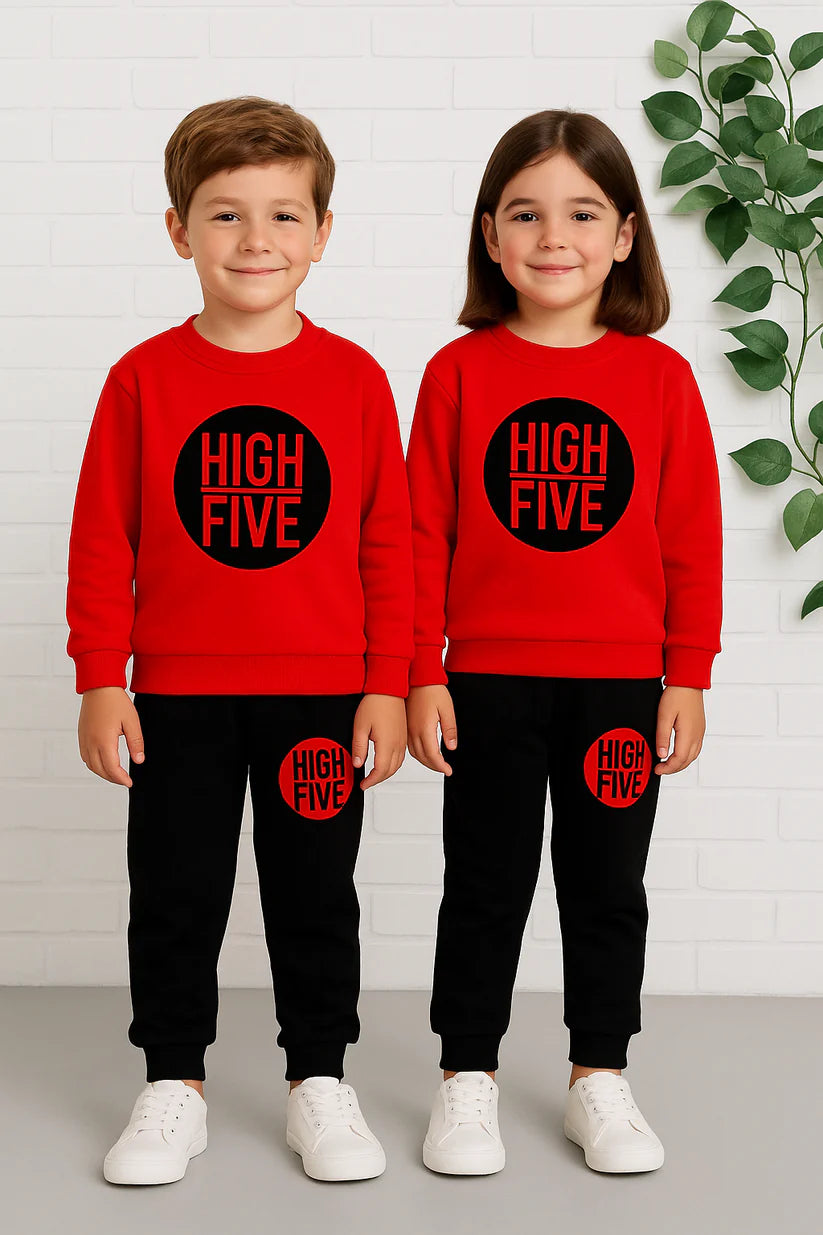 Red High Five Printed Kids Winter Suit (Each)