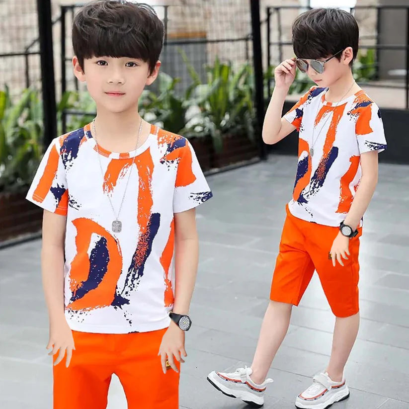 Orange Rainbow Half Sleeve Kids Suit (Each)