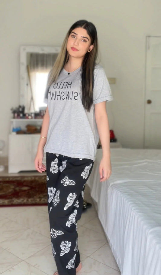 Hello Sunshine Printed Summer Night Suit