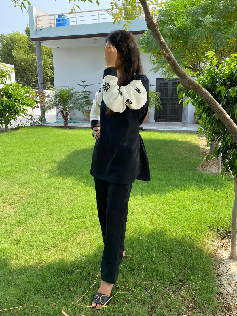 Winter Frock Style Printed Long Sleeves 2 PC Co-Ord Set