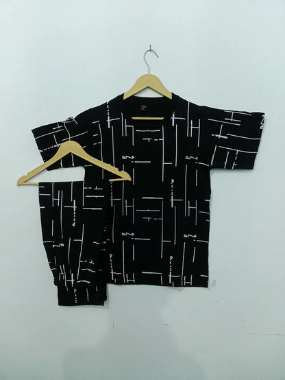 Black Capri Printed Summer Night Suit