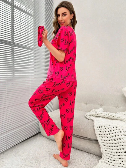 Love Heart Printed Summer Night Suit