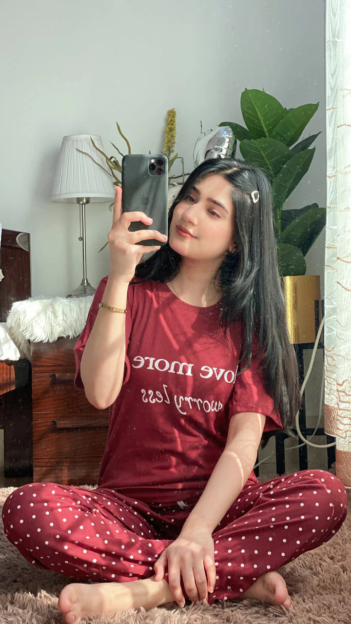 Love More Printed Summer Night Suit