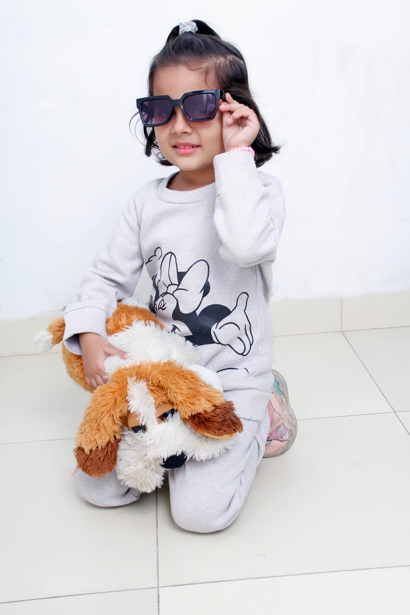 Grey Minnie Mouse Printed Kids Winter Suit (Each)