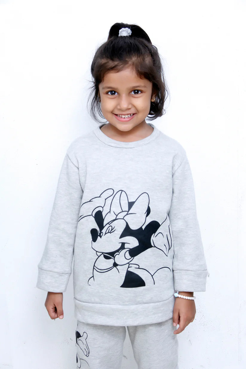 Grey Minnie Mouse Printed Kids Winter Suit (Each)