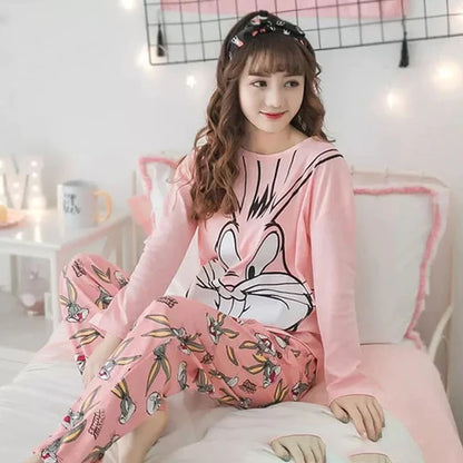 Pink Bunny Printed Summer Night Suit
