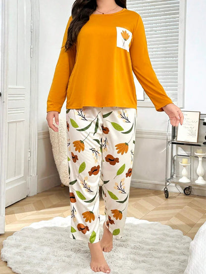 Yellow Flower Pocket Printed Summer Night Suit