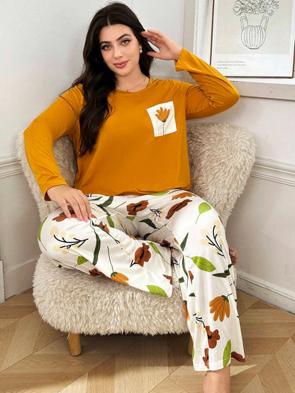 Yellow Flower Pocket Printed Summer Night Suit