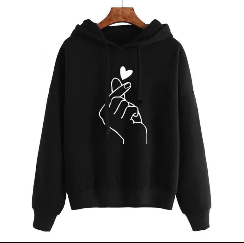 Heart Finger Graphic Hoodie