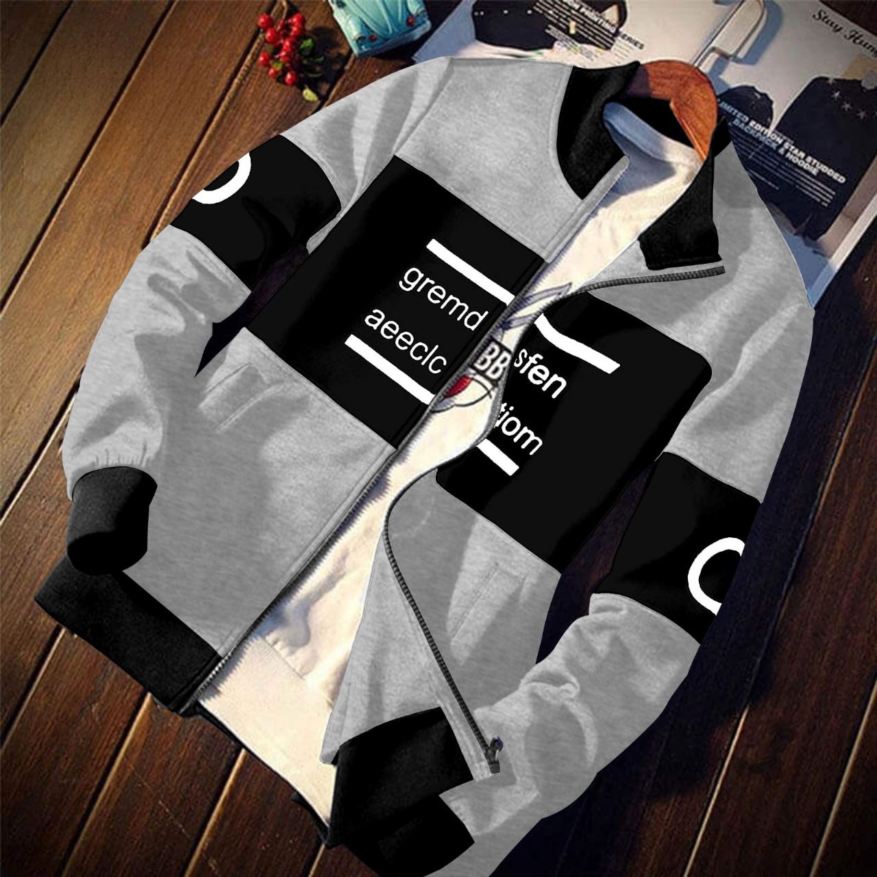 Multicolor Graphic Street Style Zipper Jacket