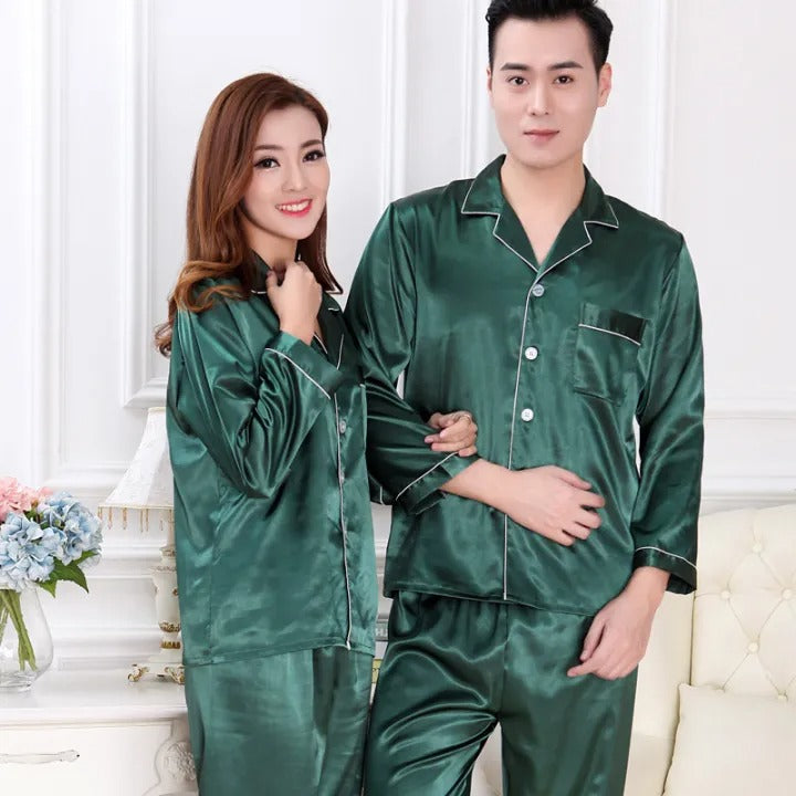 Midnight Glow Couple Satin Night Suit