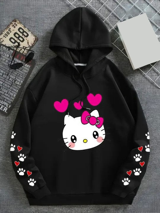 Hello Kitty Printed Winter Hoodie