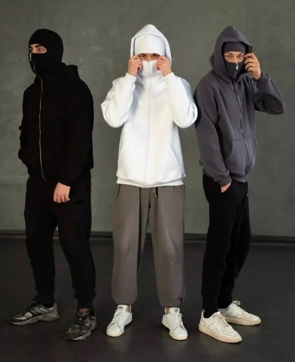 Balaclava Ninja Zipper Hoodie Jacket For Men