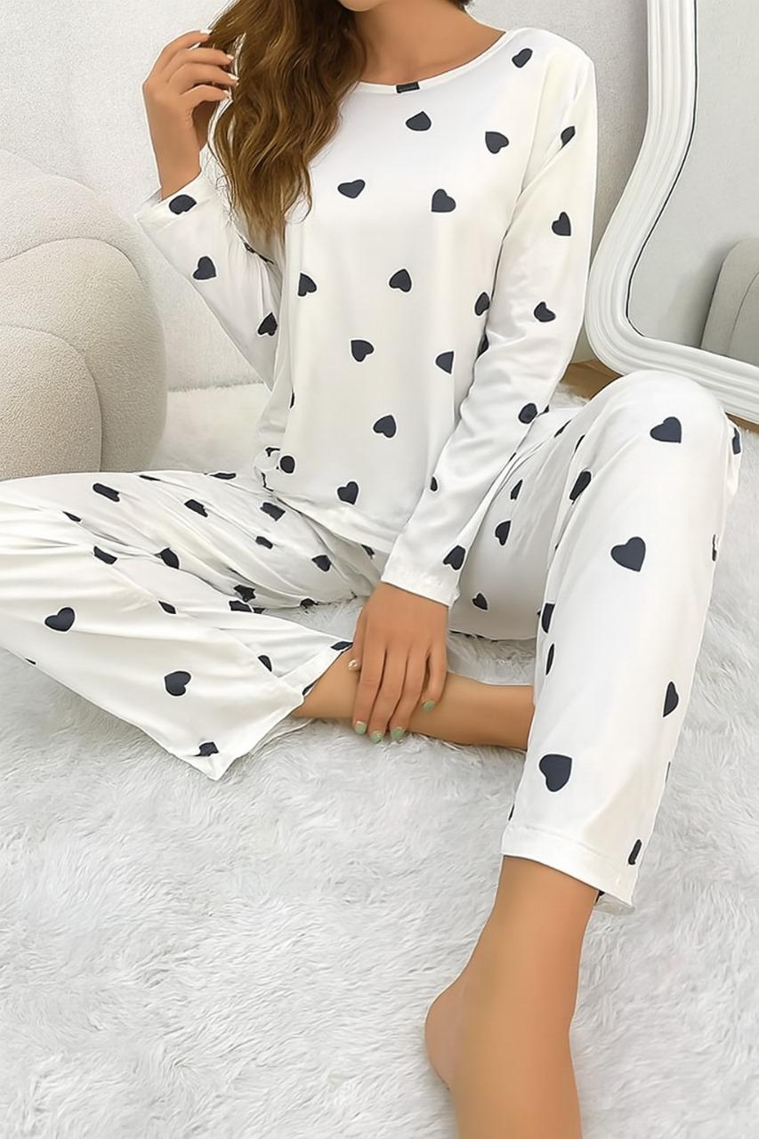 Many heart printed summer night suit